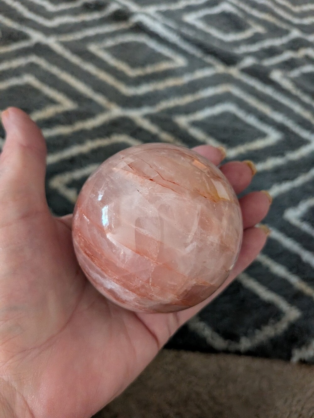 Rose Quartz Crystal Sphere - Picture 11 of 12